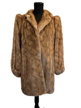 Cec Corrigal Vintage women’s camel brown mink fur coat short M/L